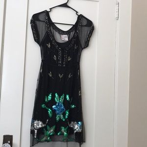 Free people black sequin camisole dress